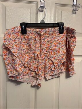 Floral Ruffle Layered Shorts